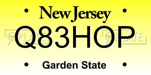 Q83HOP New Jersey License Plate