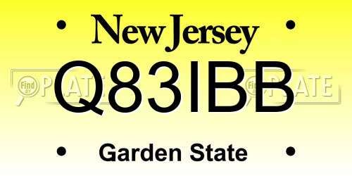 Q83IBB New Jersey License Plate