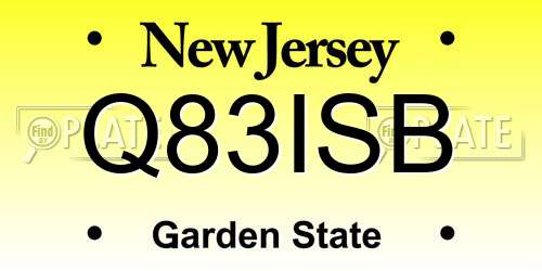 Q83ISB New Jersey License Plate