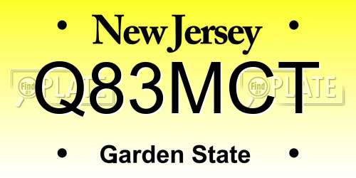 Q83MCT New Jersey License Plate