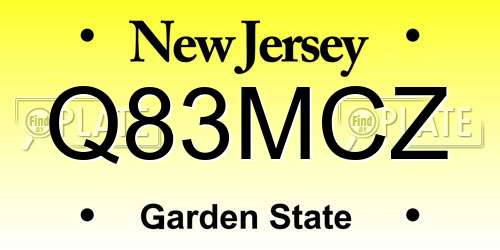 Q83MCZ New Jersey License Plate