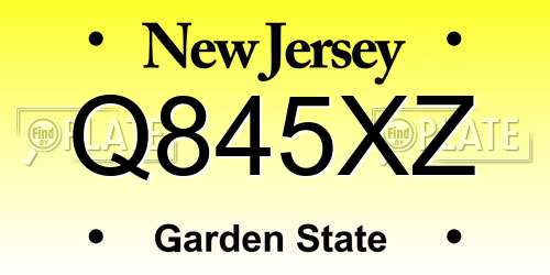 Q845XZ New Jersey License Plate