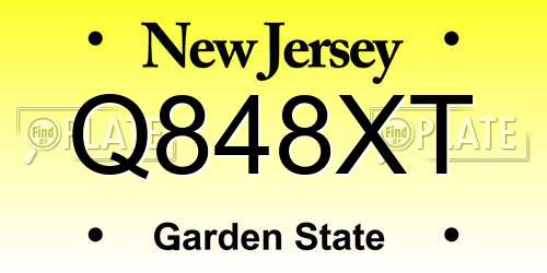 Q848XT New Jersey License Plate