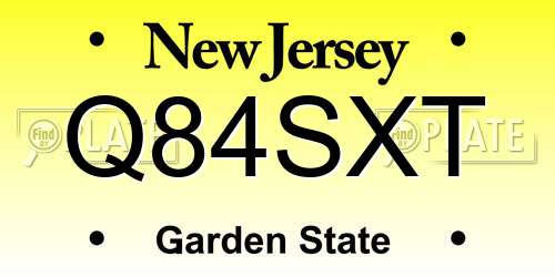 Q84SXT New Jersey License Plate