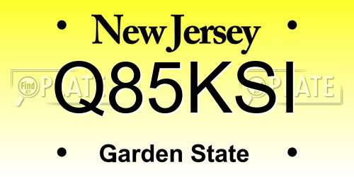 Q85KSI New Jersey License Plate