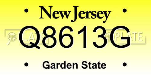 Q8613G New Jersey License Plate
