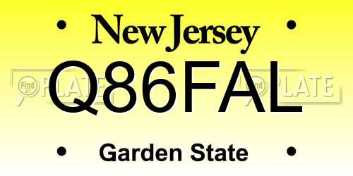 Q86FAL New Jersey License Plate