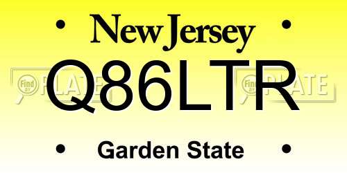 Q86LTR New Jersey License Plate