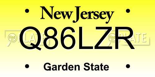 Q86LZR New Jersey License Plate