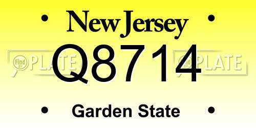 Q8714 New Jersey License Plate