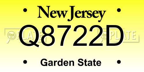 Q8722D New Jersey License Plate