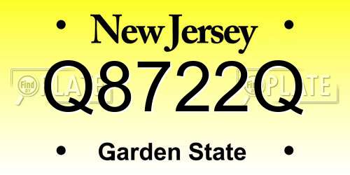 Q8722Q New Jersey License Plate