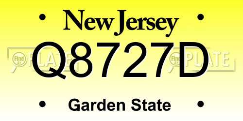 Q8727D New Jersey License Plate