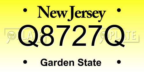 Q8727Q New Jersey License Plate