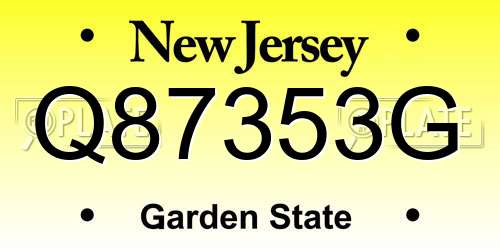 Q87353G New Jersey License Plate