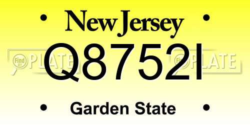 Q8752I New Jersey License Plate