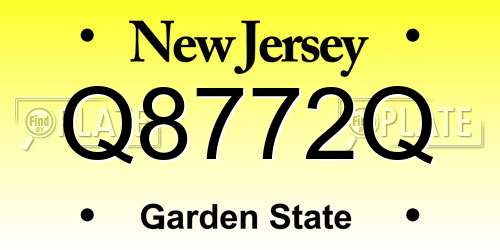 Q8772Q New Jersey License Plate