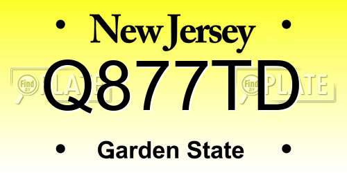 Q877TD New Jersey License Plate