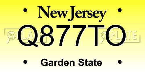 Q877TO New Jersey License Plate
