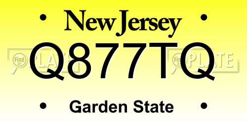 Q877TQ New Jersey License Plate