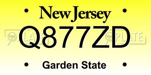 Q877ZD New Jersey License Plate