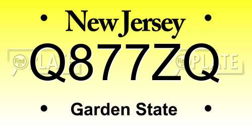 Q877ZQ New Jersey License Plate