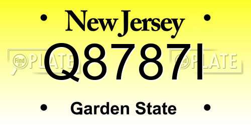 Q8787I New Jersey License Plate