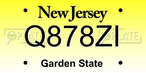 Q878ZI New Jersey License Plate