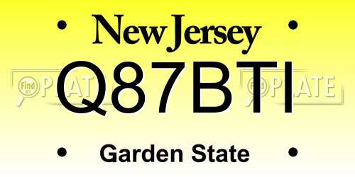 Q87BTI New Jersey License Plate