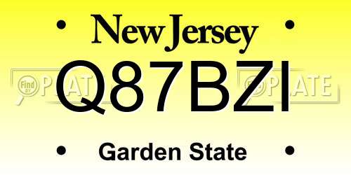 Q87BZI New Jersey License Plate