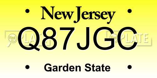 Q87JGC New Jersey License Plate