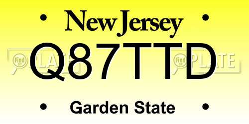 Q87TTD New Jersey License Plate