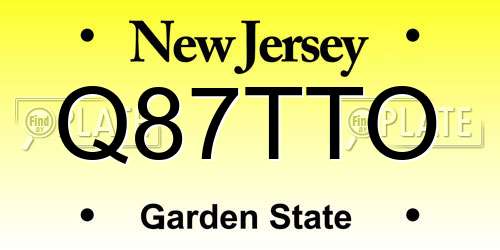 Q87TTO New Jersey License Plate