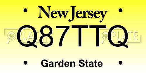 Q87TTQ New Jersey License Plate