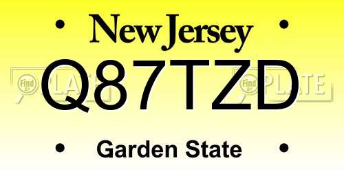 Q87TZD New Jersey License Plate