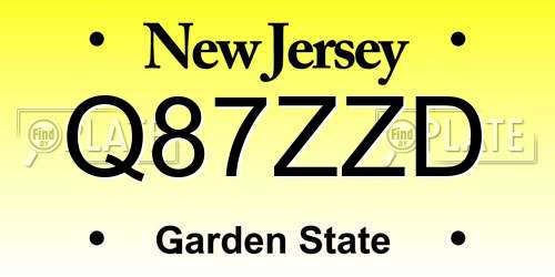 Q87ZZD New Jersey License Plate