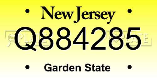 Q884285 New Jersey License Plate