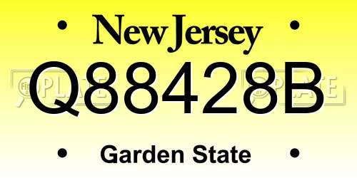 Q88428B New Jersey License Plate