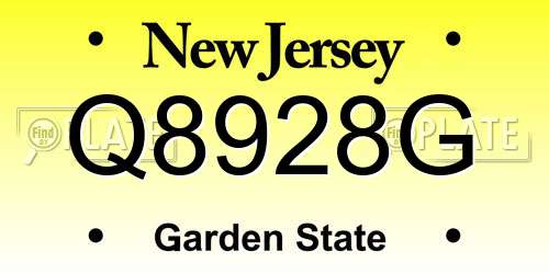 Q8928G New Jersey License Plate