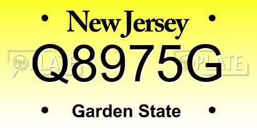 Q8975G New Jersey License Plate