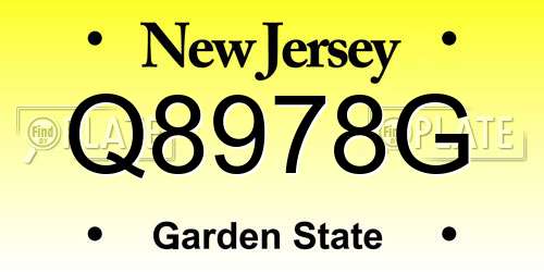 Q8978G New Jersey License Plate