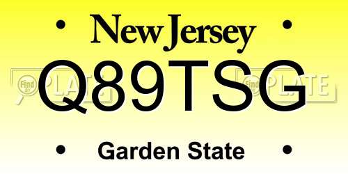 Q89TSG New Jersey License Plate