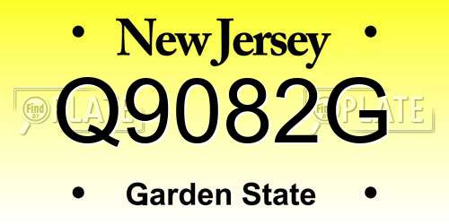Q9082G New Jersey License Plate