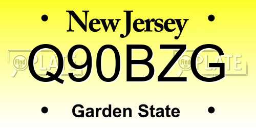 Q90BZG New Jersey License Plate