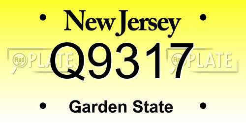 Q9317 New Jersey License Plate