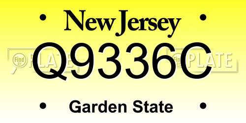 Q9336C New Jersey License Plate