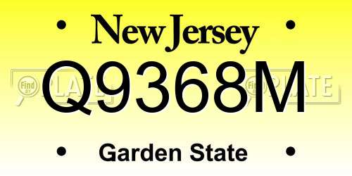 Q9368M New Jersey License Plate