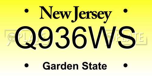 Q936WS New Jersey License Plate