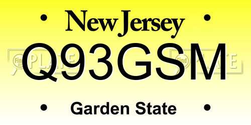 Q93GSM New Jersey License Plate