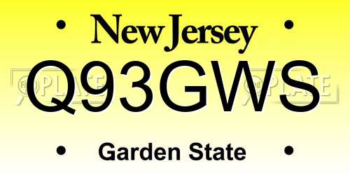 Q93GWS New Jersey License Plate